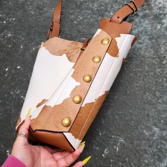 Tory Burch Rowan Genuine Calf Hair Bucket Bag - Picture 3 of 16